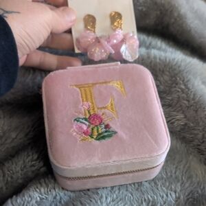 Pink and Gold Embroidered Jewelry Box